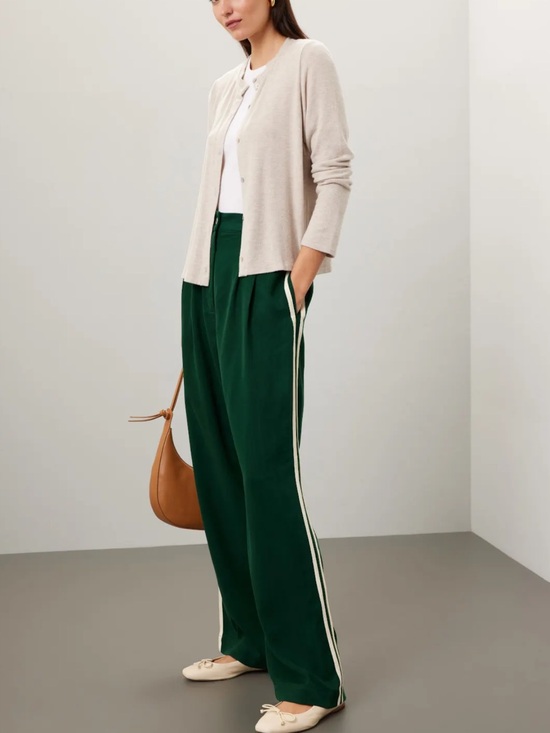 DONNI. Pants - DONNI Twill Pleated Stripe Pants